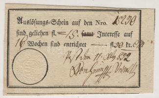 1832. "Kön. Hauptversatzamt zu Pest" zálogjegy/Versatzschein 30Ft-ról