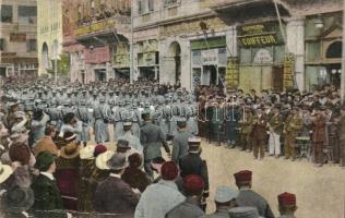 Első Világháborús katonai lap, a görög csapatok bevonulása Thessaloniki-be, WWI Military entry of the Hellenic army into Thessaloniki