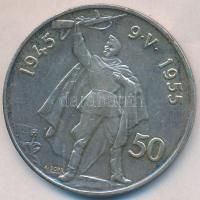 Csehszlovákia 1955. 50K Ag "Felszabadulás 10. évfordulója" T:2 Czechoslovakia 1955. 50 Korun Ag "10th Anniversary - Liberation from Germany" C:XF
