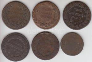 Franciaország 1795-1800 LAN 4 /A 5c + LAN 5 /A 5c + LAN 6 /AA 5c + LAN 7 /A 5c + LAN 7 /BB 5c + LAN 8 /AA 5c T:3,3- France 1795-1800 LAN 4 /A 5 centimes + LAN 5 /A 5 centimes +  LAN 6 /AA 5 centimes + LAN 7 /A 5 centimes + LAN 7 /BB 5 centimes + LAN 8 /AA 5 centimes C:F,VG