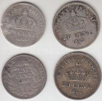 Franciaország / Második Császárság 1860BB 20c Ag + 1866A 20c Ag + 1867A 20c Ag + 1867BB 20c Ag "III. Napóleon" T:2,2-,3 France / Second Empire 1860BB 20 centimes Ag + 1866A 20 centimes Ag + 1867A 20 centimes Ag 1867BB 20 centimes Ag "Napoleon III" C:XF,VF,F