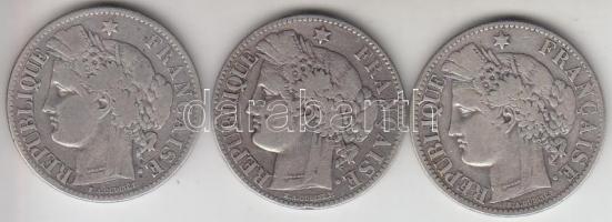 Franciaország / Modern Köztársaság 1871A 2Fr Ag + 1871A 2Fr Ag (közepes A) + 1871K 2Fr Ag T:2-
Franc...