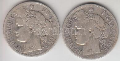Franciaország / Modern Köztársaság 1872K 2Fr Ag + 1873A 2Fr Ag T:3
France / Modern Republic 1872K 2 ...