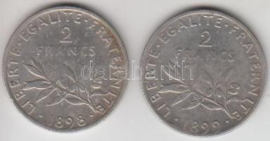 Franciaország / Modern Köztársaság 1898 2Fr Ag + 1899 2Fr Ag T:2-,3 France / Modern Republic 1898 2 Francs Ag + 1899 2 Francs Ag C:VF,F