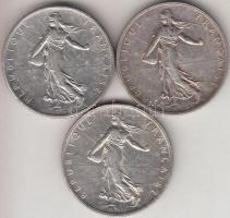 Franciaország / Modern Köztársaság 1915-16-17. 2Fr Ag (3x) T:2
France / Modern Republic 1915-16-17. ...