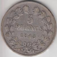 Franciaország 1845BB 5Fr Ag "I. Lajos Fülöp" Strasbourg T:2-,3 France 1845BB 5 Francs Ag "Louis Philippe I" Strasbourg C:VF,F