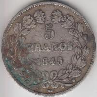 Franciaország 1845W 5Fr Ag "I. Lajos Fülöp" Lille T:2- kny. France 1845W 5 Francs Ag "Louis Philippe I" Lille C:VF(rust)