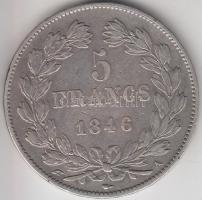 Franciaország 1846A 5Fr Ag "I. Lajos Fülöp" Párizs T:2- France 1846A 5 Francs Ag "Louis Philippe I" Paris C:VF
