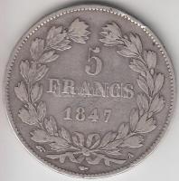 Franciaország 1847A 5Fr Ag "I. Lajos Fülöp" Párizs T:2-
France 1847A 5 Francs Ag "Lou...