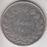 Franciaország 1847BB 5Fr Ag "I. Lajos Fülöp" Strasbourg T:2-,3 France 1847BB 5 Francs Ag "Louis Philippe I" Strasbourg C:VF,F