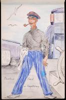 Ismeretlen alkotó: Vázlat füzet. Tus, színes ceruza, papír, jelzés nélkül, összesen: 8 db, 17×11 cm