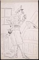 Ismeretlen alkotó: Vázlat füzet. Tus, színes ceruza, papír, jelzés nélkül, összesen: 8 db, 17×11 cm