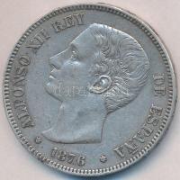 Spanyolország 1876.(76) 5P Ag "XII. Alfonz" T:2- Spain 1876.(76) 5 Pesetas Ag "Alfonso XII" C:VF