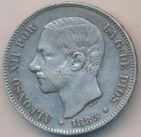 Spanyolország 1885.(87) 5P Ag "XII. Alfonz" T:2- Spain 1885.(87) 5 Pesetas Ag "Alfonso XII" C:VF