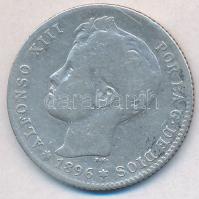 Spanyolország 1896. 1P Ag "XIII. Alfonz" T:3 Spain 1896. 1 Peseta Ag "Alfonso XIII" C:F