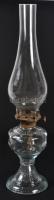 Régi üveg petróleumlámpa burával /  Vintage glass oil lamp with shade, 45cm