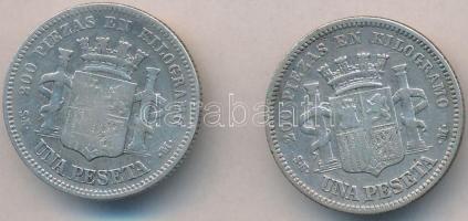 Spanyolország / Ideiglenes kormány 1869.SN-M 1P Ag + 1870.SN-M 1P Ag T:2-,3 Spain / Provisional Government 1869.SN-M 1 Peseta Ag + 1870.SN-M 1 Peseta Ag C:VF,F