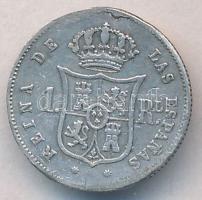 Spanyolország 1860. 1R Ag "II. Izabella" T:2 Spain 1860. 1 Real Ag "Isabel II" C:F