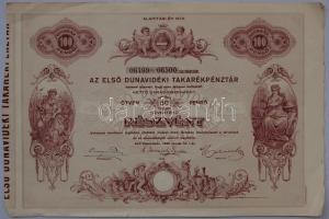 1930 Első Dunavidéki Takarékpénztár 100P részvény / Sparkassenaktie