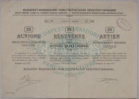 1923 Budapest -Warnsdorfi Pamutszövetgyár 25x200K részvény / Hosenzeugfabrik Aktie