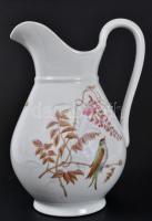 Madárkával díszített, kézzel festett, régi, fajansz mosdókancsó /  Vintage hand painted bathing pitcher, 30cm