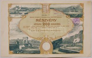 1918 Magyar Folyam és Tengerhajózási Rt. 200K részény / Ung. Fluß- und Seeschiftfahrtsgesellschaft Aktie