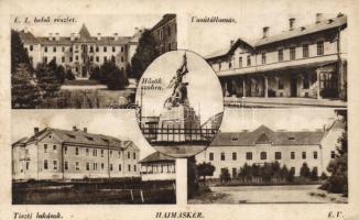 Hajmáskér vasútállomás, tiszti lakások, Hősök szobra (Rb)