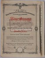 1908 Kassa-Hegyaljai Helyi Érdekű Vasút Rt. 1000K részvény / Kassa -Hegyalja Lokalbahn AG Stammaktie