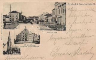 1899 Szabadka, Deák street, church, Teacher Training Institute (Rb)