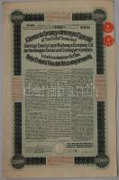 1913. "Temes és Somogy vármegyei Egyesült Helyi Érdekű Vasutak Rt." 2000K kötvény