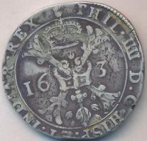 Spanyol Németalföld / Brabant 1631. Patagon Ag "IV. Fülöp" Antwerpen (42mm/27.52g) T:2-,3 Spanish Netherlands / Brabant 1631. Patagon Ag "PHIL IIII D G HISP ET INDIAR REX/ ARCHID AVST DVX BVRG BRAB Zc 16-19" Antwerpen (42mm/27.52g) C:aVF