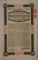 1913 Temes és Somogy vármegyei Egyesült Helyi Érdekű Vasutak Rt. 4000 K kötvény / Vereignte Localesienbahnen 4000K Anleihe