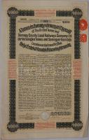 1913 Temes és Somogy vármegyei Egyesült Helyi Érdekű Vasutak Rt. 4000 K kötvény / Vereignte Localesienbahnen 4000K Anleihe