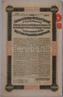 1913 Temes és Somogy vármegyei Egyesült Helyi Érdekű Vasutak Rt. 4000 K kötvény / Vereinigte Lokaleisenbahnen 4000K Anleihe