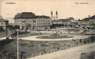 Szabadka St. István square, church, cafe, shops
