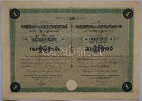 1926 Fornérgyár és keményfatermelő Rt. 10P részvény / Fournierfabrik und Hartholzproduktion AG Aktie