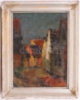 Cseh István (1916-1975): Utca részlet. Olaj, fa, jelzett, keretben 49×39 cm