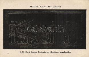 Budapest V. Magyar Tudományos Akadémia, Holló Barnabás domborműve az alapításról (EK)