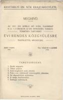 1917 Meghívó a Keszthelyi izr. Nők Krajczáregyletének közgyűlésére / Einladung des Keszthelyer izr. Frauenvereins