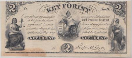 1852. Emigrációs "Kossuth bankó" 2Ft keltezés nélkül "H" T:II(hajtatlan, foltos)