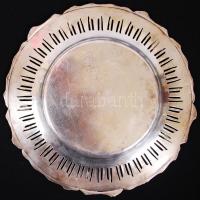 Antik stílusú, jelzett, ezüstözött réz tálka / 
"Old English Reproduction" silver plated c...