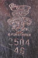 Antik stílusú, jelzett, ezüstözött réz tálka / 
"Old English Reproduction" silver plated c...