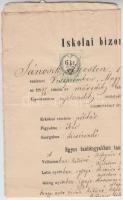 1857 6kr C.M. illetékbélyeg iskolai bizonyítványon