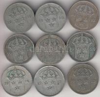 Svédország 1911-1930. 10ö Ag (9xklf) T:vegyes
Sweden 1911-1930. 10 Öre Ag (9xdiff) C:mixed