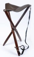 Háromlábú, bőr túraszék /  Portable three legged leather folding stool, 74cm