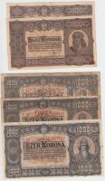 1923. 100K (2x) nyomdahely jelöléssel és nélküle + 1000K nyomdahely jelölés nélkül (2x) + 1000K "8 FILLÉR - NYOLC FILLÉR" felülnyomással T:II,III,IV