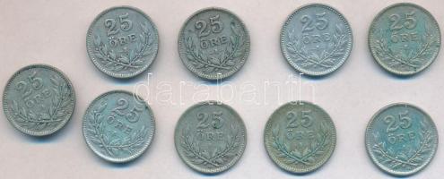 Svédország 1914-1940. 25ö Ag (9xklf) T:vegyes Sweden 1914-1940. 25 Öre Ag (9xdiff) C:mixed