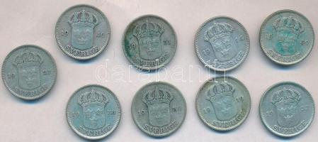 Svédország 1914-1940. 25ö Ag (9xklf) T:vegyes
Sweden 1914-1940. 25 Öre Ag (9xdiff) C:mixed