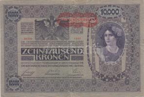 1918. 10.000K osztrák típus "Deutschösterreich" felülbélyegzéssel T:III(kis szakadás)