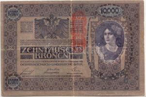 1918. 10.000K mindkét oldal azonos "Deutschösterreich" felülbélyegzéssel T:III-